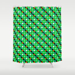 Green Orange Plaid Gingham Pattern Shower Curtain