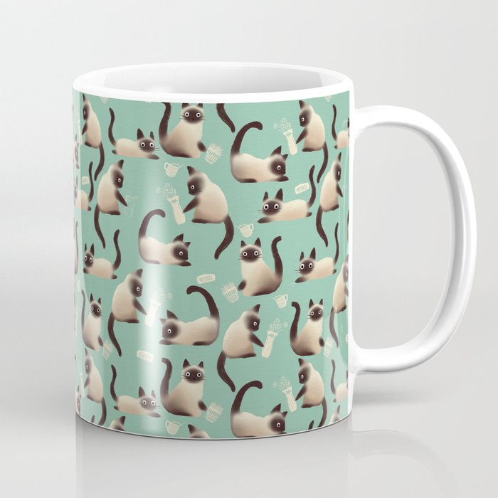 Bad Siamese Cats Knocking Stuff Over Coffee Mug