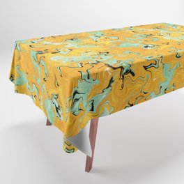 Yellow mustard and green mint fluid abstract art Tablecloth