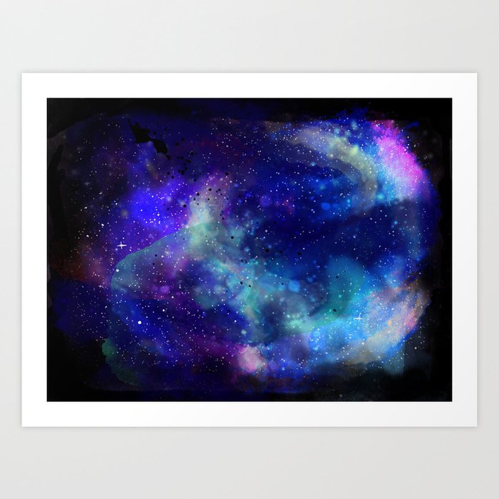 Beautiful Digitally Created Watercolor Galaxy Art Print