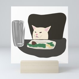 Funny Meme Smudge the Cat and Yelling Woman Mini Art Print
