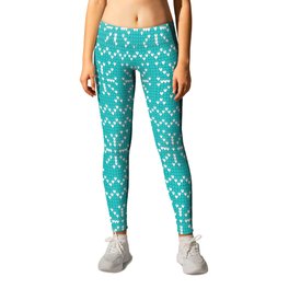 Christmas Pattern Knitted Wool Turquoise Floral Leggings