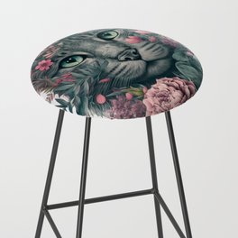 Feline Florals: A Whimsical Cat with Flowers Design Bar Stool