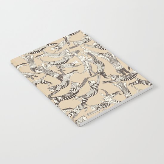 cat party beige natural Notebook