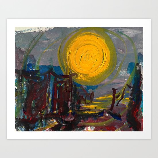 Moon Light Acrylic Abstract Painting Art Print By Oakgallery Society6