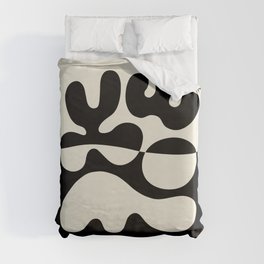 Mid Century Modern Organic Abstraction 235 Black and Ivory White Duvet Cover
