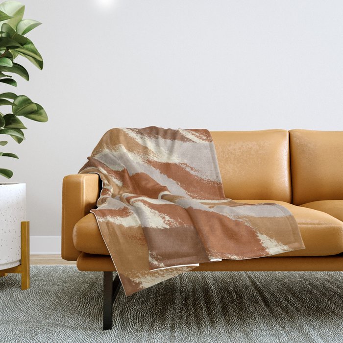 Earthy Colors Mid Century Abstract  Throw Blanket