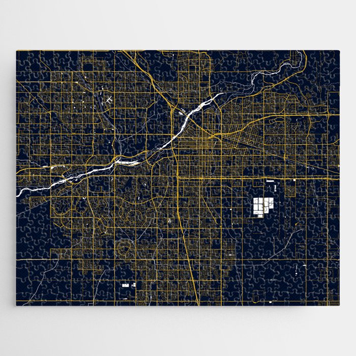 Bakersfield City Map of California, USA - Gold Art Deco Jigsaw Puzzle