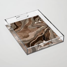 Brown Marble Agate Gold Glitter Glam #2 (Faux Glitter) #decor #art #society6 Acrylic Tray