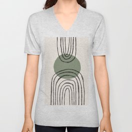 Midcentury Modern Composition of Arches + Sage Sun V Neck T Shirt