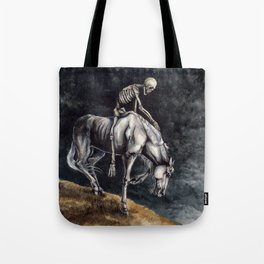 Skeleton Riding a Pale Horse Tote Bag
