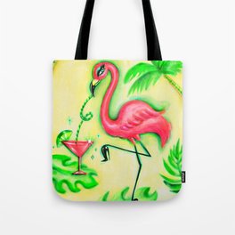 Flamingo Sipping a Pink Martini Tote Bag