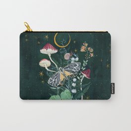 Mushroom night moth Carry-All Pouch | Artwork, Moth, Moon, Painting, Gouache, Curated, Watercolor, Mushroom, Flowers, Butterfly 