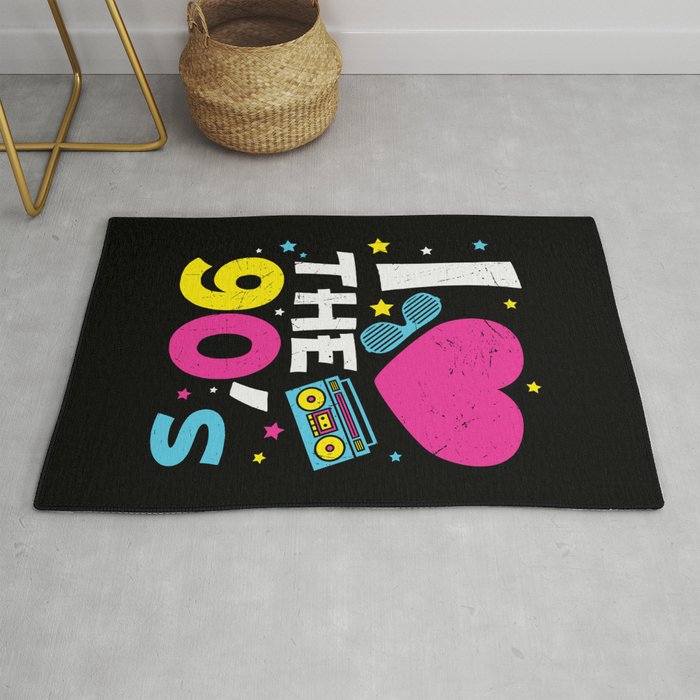 I Love The 90's Retro Heart Rug