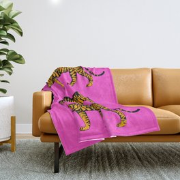 Tigers (Magenta and Marigold) Throw Blanket
