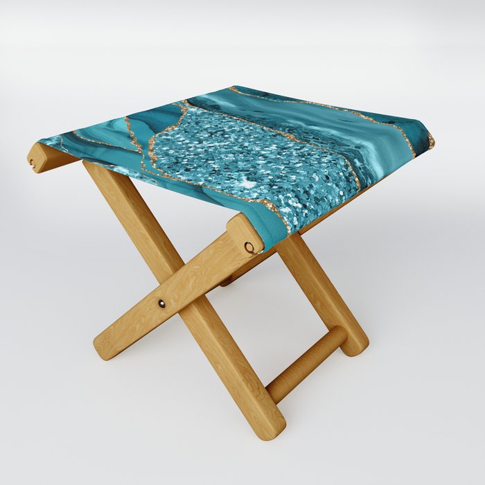 Agate Glitter Ocean Texture 11 Folding Stool