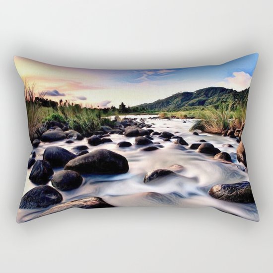 Gorgeous Epic River in Landscape with Sunset Rectangular Pillow