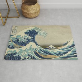 The Classic Japanese Great Wave off Kanagawa Print by Hokusai Rug