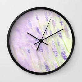 Summer Dream Garden Lavender Watercolor Painting Wall Clock