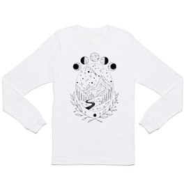 Moon Phases with Shooting Star Over Mountain Creek Long Sleeve T-shirt