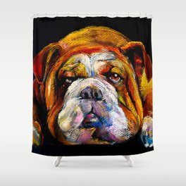 Bulldog pastel portrait Shower Curtain