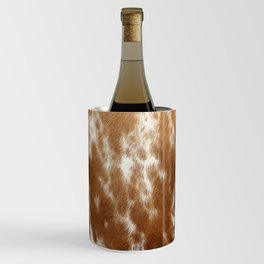 Brown and White Cowhide, Cow Skin Pattern, Farmhouse Decor Wine Chiller