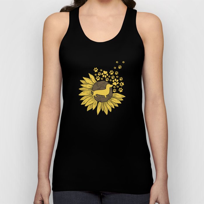 Sunflower with paws and dachshund Tank Top