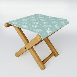 Christmas Pattern Turquoise White Snowflake Folding Stool