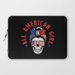 All American Girl Skull Independence Day Laptop Sleeve