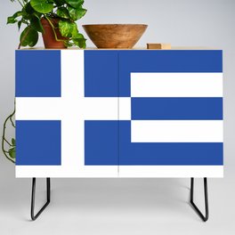 Greece Flag Print Greek Country Pride Patriotic Pattern Credenza