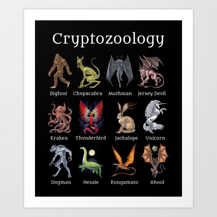 Cryptozoology Cryptid Creatures Art Print