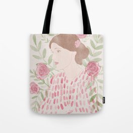 Virginia Woolf Floral Watercolor Tote Bag