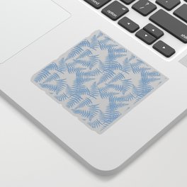 Pale Blue Silhouette Fern Leaves Pattern Sticker