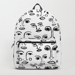 Funky Faces in White Backpack