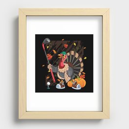Fall Autumn Cute Turkey Hockey Season Thanksgiving Recessed Framed Print