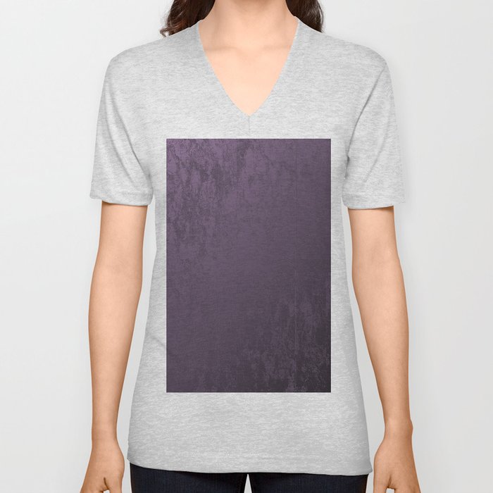 Purple Velvet V Neck T Shirt