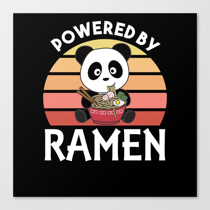 Ramen Japanese Noodles Sweet Panda Eats Ramen Canvas Print