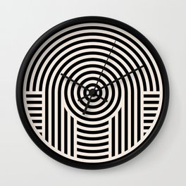 Modern Geometric Lines in Black and Beige Wall Clock