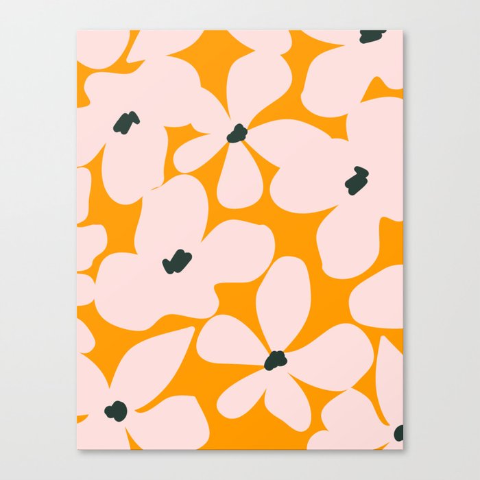 Retro Abstract 70s Flowers  Canvas Print