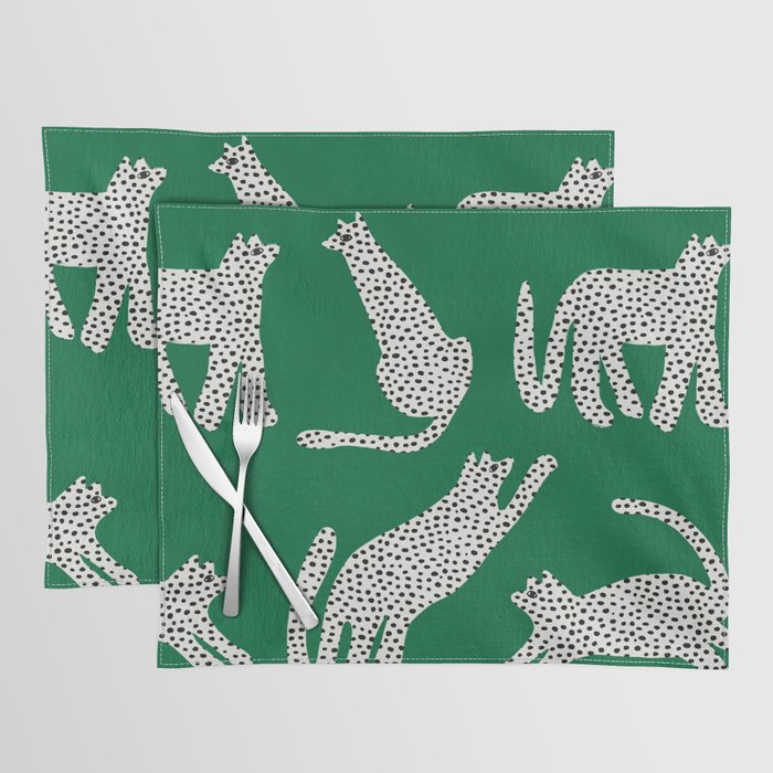 Wild Cats - Green Print Placemat