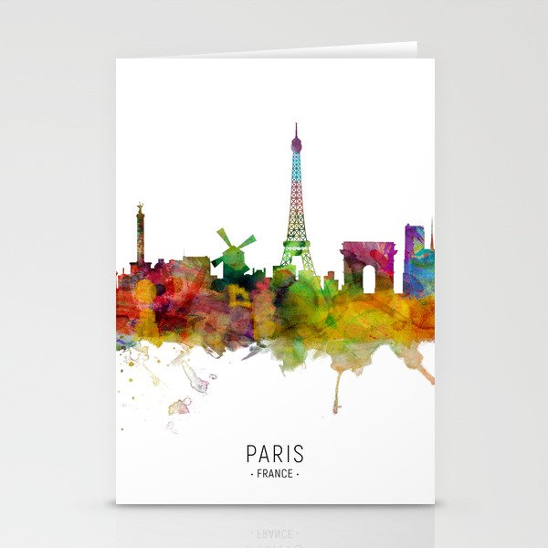 Paris France Skyline Stationery Cards