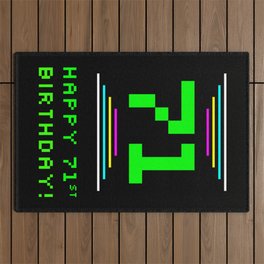 [ Thumbnail: 71st Birthday - Nerdy Geeky Pixelated 8-Bit Computing Graphics Inspired Look Outdoor Rug ]