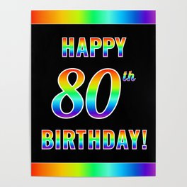[ Thumbnail: Fun, Colorful, Rainbow Spectrum “HAPPY 80th BIRTHDAY!” Poster ]