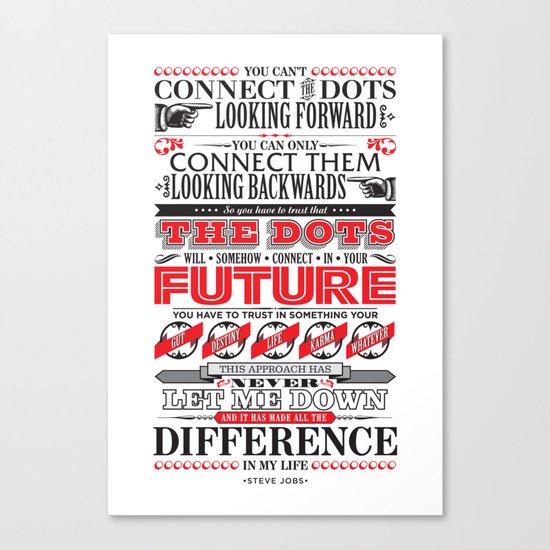 Steve Jobs "Connecting the dots" quote print Canvas Print