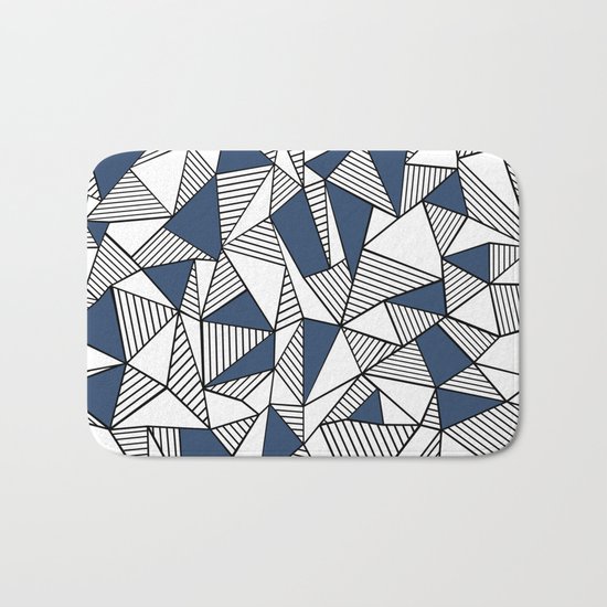 Abstraction Lines with Navy Blocks Bath Mat