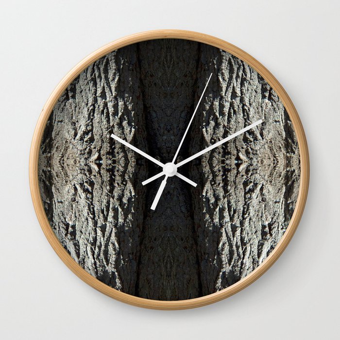Oak Tree Bark Vertical Pattern by Debra Cortese Designs Wall Clock