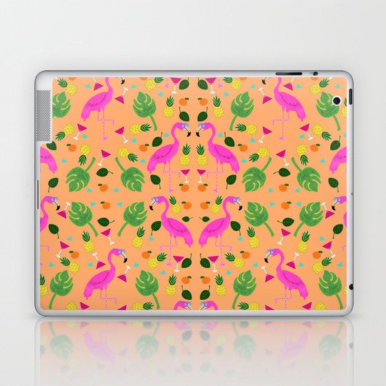 Fun Flamingos on Peach Laptop & iPad Skin