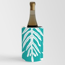 Lau'ae -Monarch Fern Pattern on turquoise  Wine Chiller