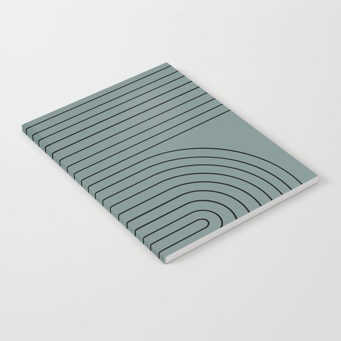 Minimal Line Curvature LXVII Neutral Teal Mid Century Modern Arch Abstract Notebook