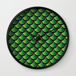 Green Gradient Mermaid Scales Wall Clock